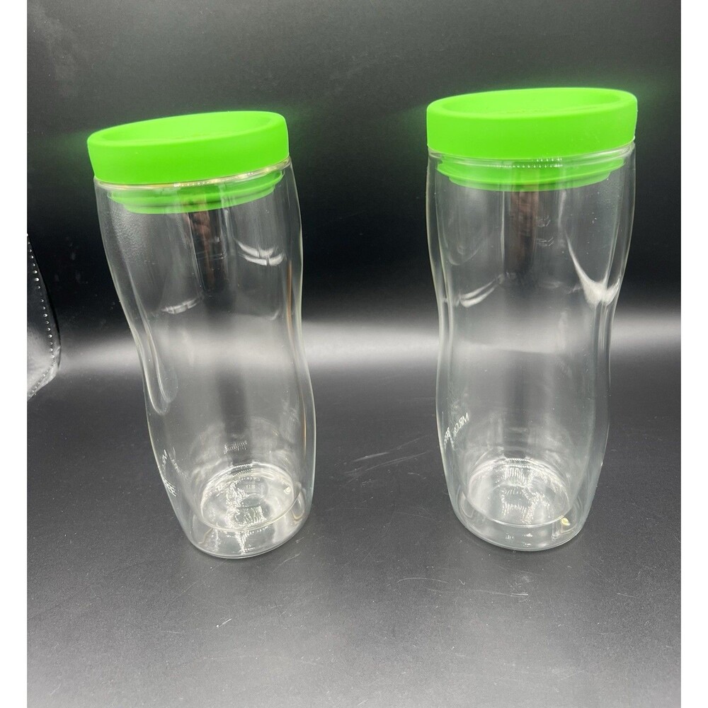 Mr Coffee 16 oz Double Wall Insulated Tumblers Green Silicone Lids Set Of 2